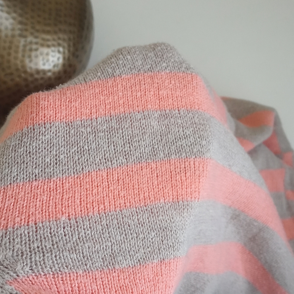 Banana Republic Soft Nylon Viscose Knit Orange Tan Stripe Long Sleeve Sweater M - Picture 5 of 11